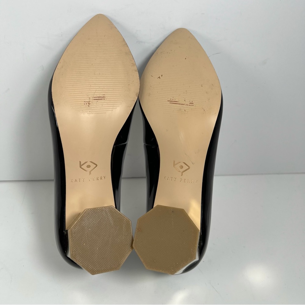KATY PERRY The Lorenna Black Patent Gold Block Heel Pumps Size 6.5 - Picture 13 of 13
